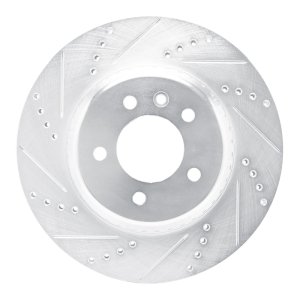 Land Rover Defender 90 Brake Rotor (1) - Rear Left - R1 Concepts - Drilled & Slotted - Silver - `20-`25